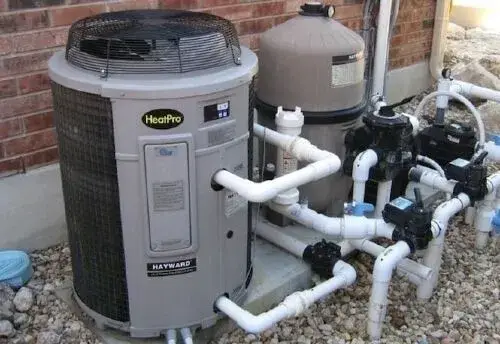 Hayward HeatPro pool heat pump installation with new plumbing