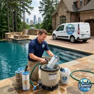Pool filter cleaning in Charlotte, NC by Damon's Pool Care