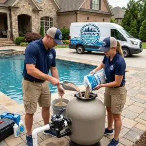Pool filter sand change in Charlotte, NC by Damon's Pool Care